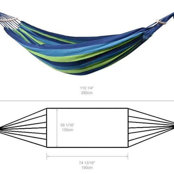 New Cotton Canvas Hammock Beach Swing Bed with Spreader Bar and Storage Bag - Picture 2 of 5